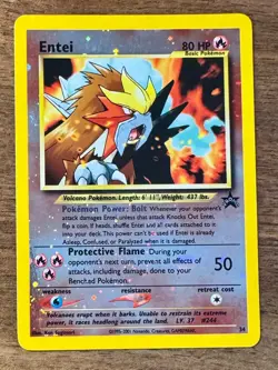 Entei Pokemon Card 2001 Black Star Promo Movie Reverse Holo Rare #34 - Image 1