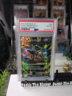 PSA 6 2015 Pokemon XY Ancient Origins Full Art Mega M Tyranitar EX 92/98 SHINY - Image 1