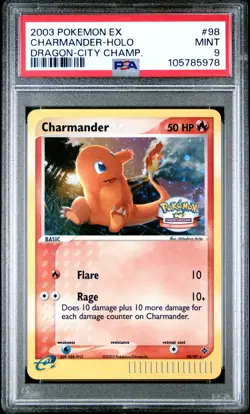 2003 POKEMON EX DRAGON #98 CHARMANDER-HOLO PSA 9 - Image 1