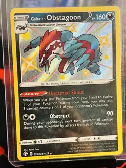 Pokemon Galarian Obstagoon SV080/SV122 Shining Fates: Shiny Vault Holo - Image 1