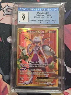 2015 POKEMON XY BREAKTHROUGH SECRET #164 FULL ART/MEWTWO EX CGC MINT SUBGRADES 9 - Image 1