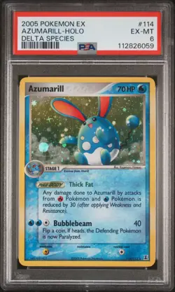 2005 POKEMON EX DELTA SPECIES #114 AZUMARILL-HOLO PSA 6 - Image 1