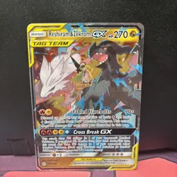 Reshiram & Zekrom GX Holo Card 157/236 Cosmic Eclipse Pokemon TCG - LP - Image 1