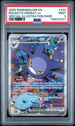 2025 POKEMON DRI EN-DESTINED RIVALS #234 TEAM ROCKET'S CROBAT EX PSA 9 - Image 1