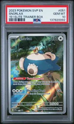 2023 POKEMON SVP EN-SV BLACK STAR PROMO 151 ELITE TRAINER BOX SNORLAX PSA 10 - Image 1