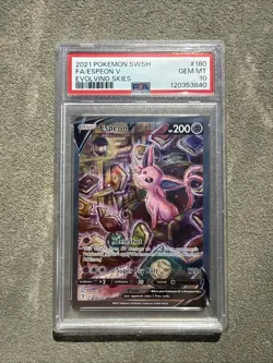 Pokemon TCG 2021 Espeon V 180/203 Alt Art Evolving Skies GEM MINT PSA 10 - Image 1