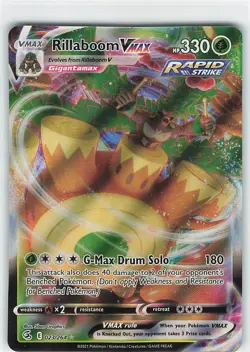 Pokemon TCG Rillaboom VMAX Fusion Strike 023/264 Ultra Holo Rare Full Art NM-M - Image 1