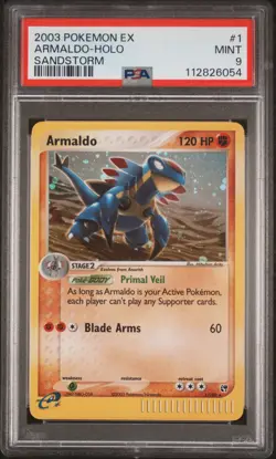 2003 POKEMON EX SANDSTORM #1 ARMALDO-HOLO PSA 9 - Image 1