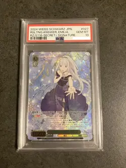 PSA 10 Signed Weiss Schwarz Emilia Re:Zero RZ/S116-027EX SEC+ Japanese Card - Image 1