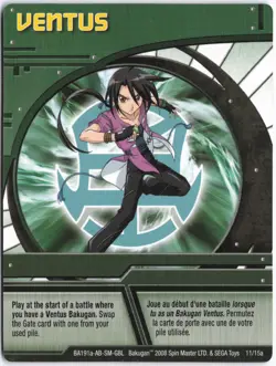 Bakugan VENTUS Green Ability Card 2008 BA191a-AB-SM-GBL 11/15a - Image 1