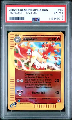 2002 POKEMON EXPEDITION #62 RAPIDASH-REV.FOIL PSA 6 - Image 1