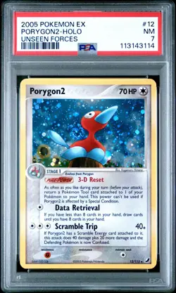 2005 POKEMON EX UNSEEN FORCES #12 PORYGON2-HOLO PSA 7 - Image 1
