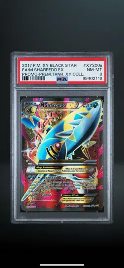 2017 Pokemon XY Black Star Promo – M Sharpedo EX FA (#XY200a) PSA 8 - Image 1