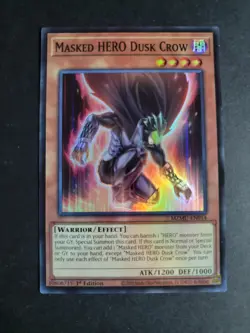 Masked HERO Dusk Crow MZMU-EN014 Super Rare Yugioh Maze of Muertos - Image 1