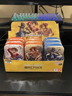 One Piece 9 Tin Pack Set Volume 2 With Display Case - Image 1
