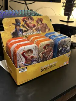 One Piece 9 Tin Pack Set Volume 2 With Display Case - Image 2