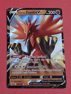 Galarian Zapdos V 080/198 Chilling Reign Ultra Rare Holo Pokemon Card LP - Image 1