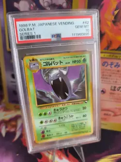 Pokemon Card Japanese Vending expansion sheet 1998 glossy PSA 10 Golbat - Image 1