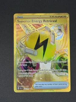 Superior Energy Retrieval 277/193 Paldea Evolved Gold Art Rare Pokemon TCG NM - Image 1
