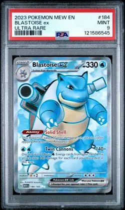 2023 POKEMON MEW EN-151 ULTRA RARE #184 BLASTOISE EX PSA 9 - Image 1