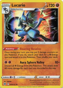 Pokemon Lucario Holo Rare SWSH09: Brilliant Stars #079/172 NM - Image 1