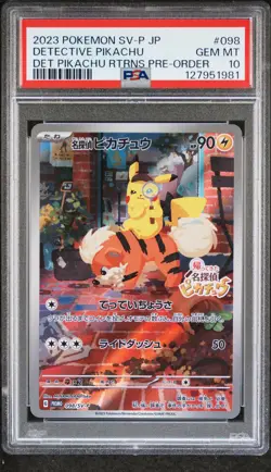 2023 POKEMON JPN SV-P PROMO #098 DETECTIVE PIKACHU PSA 10 - Image 1