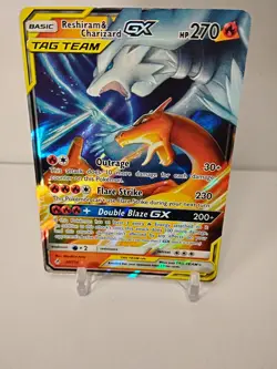 Pokemon TCG (Heavy Play) (DAMAGED) Reshiram And Charizard GX 20 / 214 SM Holo - Image 1