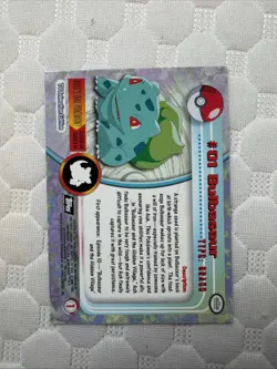 Pokemon Bulbasaur #01 Foil Holo Card Topps TV Animation Edition Blue Label 1999 - Image 2
