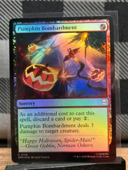 MTG TCG: Pumpkin Bombardment 139, Marvel's Spider-Man _ FOIL - Image 1