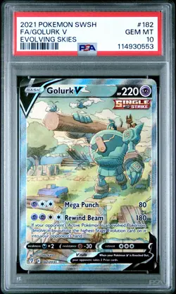 2021 POKEMON SWORD & SHIELD EVOLVING SKIES #182 FA/GOLURK V PSA 10 - Image 1