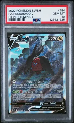 2022 Pokemon SWSH Silver Tempest Regidrago V #184/195 PSA 10 - Image 1