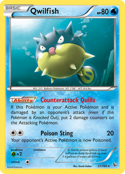 Qwilfish 21/106 Rare | Flashfire | Pokemon Card - Image 1