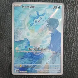 Pokemon 2023 Paradox Rift Mantyke 189/182 Illustration Rare 30 HP Basic Full Art - Image 1