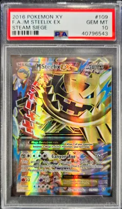2016 POKEMON XY STEAM SIEGE #109 FA/M STEELIX EX PSA 10 - Image 1