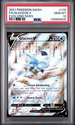 2021 POKEMON SWORD & SHIELD EVOLVING SKIES #175 FULL ART/GLACEON V PSA 10 - Image 1