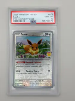 Eevee - (Pokemon Day 2025) (Reverse Cosmos Holo) 074/131 PSA 10 - Image 1