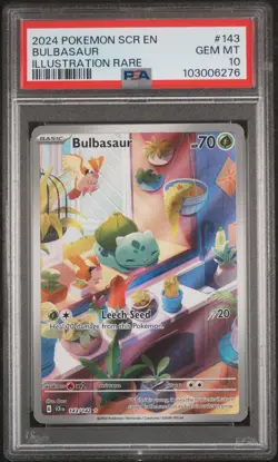 2024 POKEMON SCR EN-STELLAR CROWN ILLUSTRATION RARE #143 BULBASAUR PSA 10 - Image 1