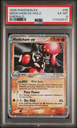 2005 POKEMON EX EMERALD #95 MEDICHAM EX-HOLO PSA 6 - Image 1