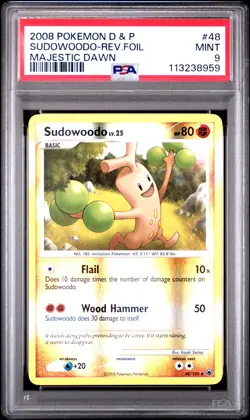 2008 POKEMON DIAMOND & PEARL MAJESTIC DAWN #48 SUDOWOODO-REV.FOIL PSA 9 - Image 1