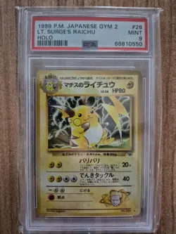 Lt. Surge’s Raichu PSA 9 – 1999 P.M. Japanese Gym 2 – Holo – #26 – Pokemon Card - Image 1