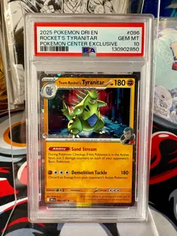 Pokemon Team Rockets Tyranitar Stamped Promo Card 096/182 Pokemon Center PSA 10 - Image 1