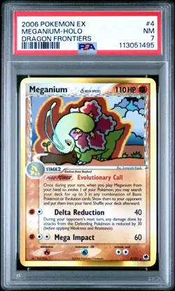2006 POKEMON EX DRAGON FRONTIERS #4 MEGANIUM-HOLO PSA 7 - Image 1