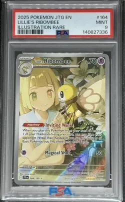 PSA 9 Lillie’s Ribombee 164/159 Illustration Rare Journey Together Pokemon 2025 - Image 1