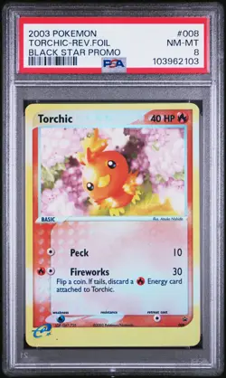 2003 POKEMON BLACK STAR PROMO #008 TORCHIC-REV.FOIL PSA 8 - Image 1