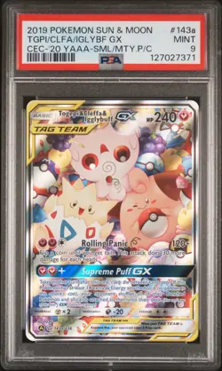 2019 POKEMON SUN & MOON COSMIC ECLIPSE TOGEPI & CLEFFA & IGGLYBUFF GX PSA 9 - Image 1