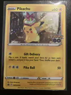 Pokemon Go Pikachu SWSH234 Promo Card Cosmos Holo - Image 1
