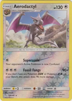1x Aerodactyl - 130/181 - Rare - Reverse Holo NM-Mint Pokemon SM09 - Team Up - Image 1