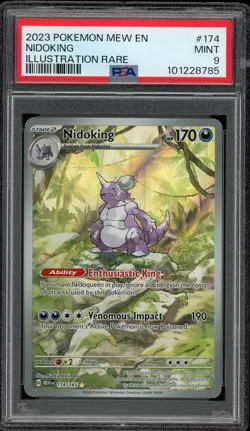 2023 Pokemon 151 Mew EN Nidoking 174 Illustration Rare PSA 9 - Image 1