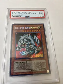PSA MINT 9 2010 Yugioh Secret Rare Blue-Eyes Toon Dragon SRL-000 Spell Ruler - Image 2