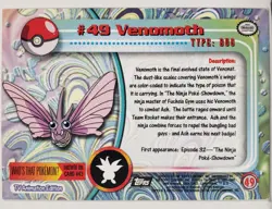 Venomoth # 49 - Black Label - 1999 Topps TV Series 1 Pokemon Card $2 Flat Ship - Image 3
